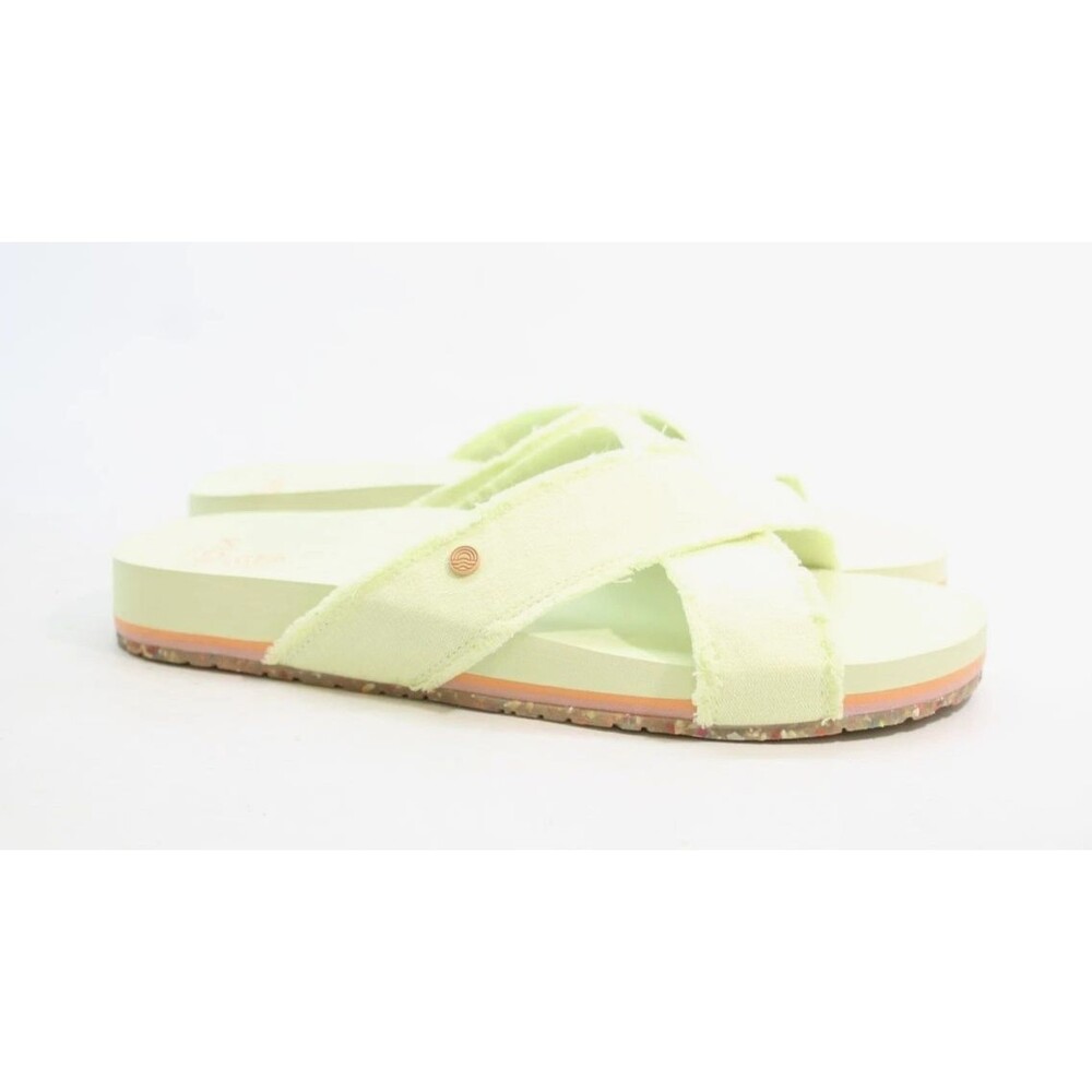 Vionic Panama Women's Size 11 Beach Boardwalk  Pale Lime Slide Flat Canvas